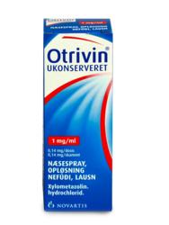 Æske med 10 milliliter næsespray mod tilstoppet næse